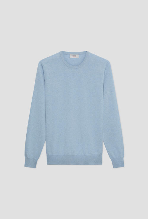Girocollo in puro cashmere Celeste